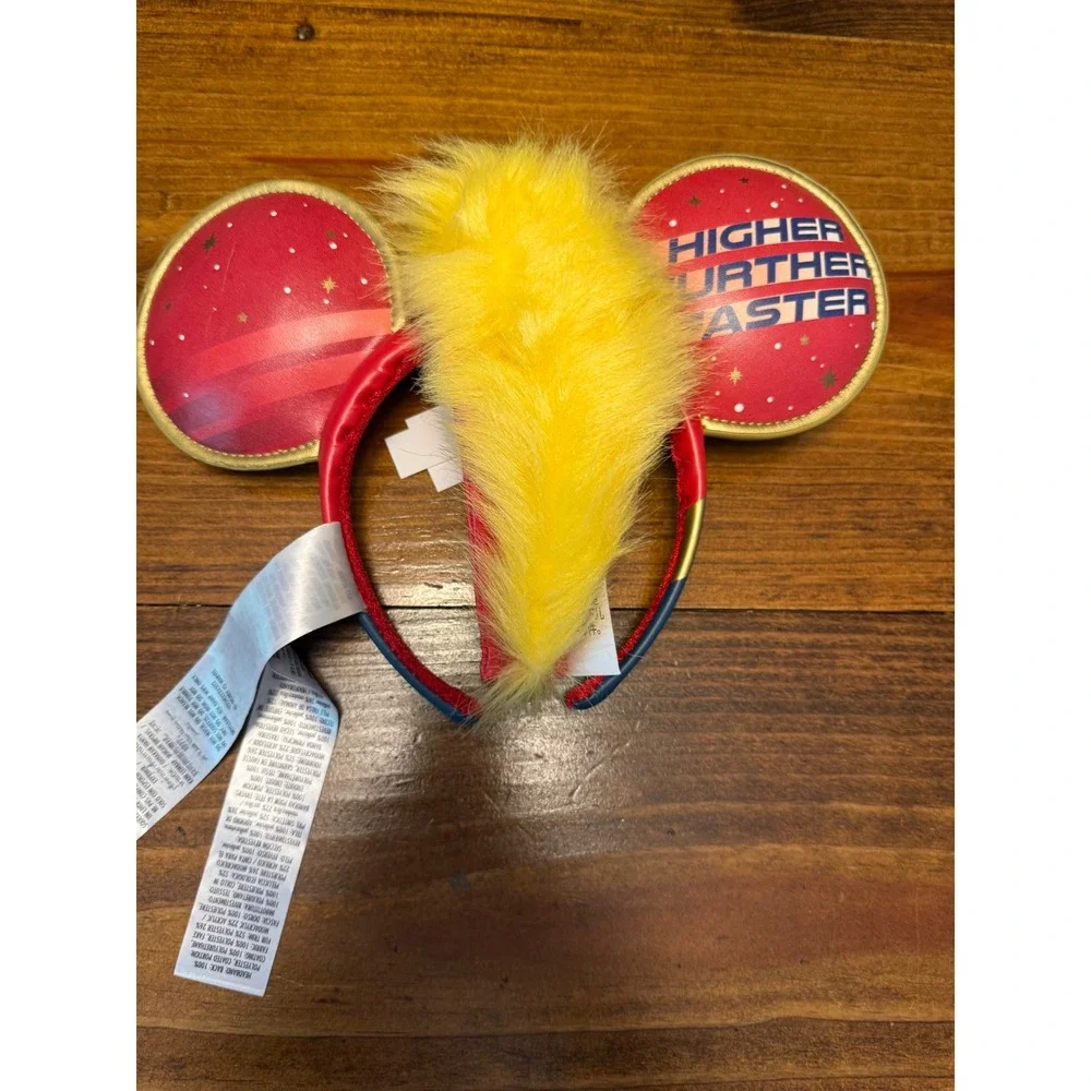 Disney Marvel Captain Marvel Minnie Ears Red Blue Gold Faux Fur Mohawk NEW